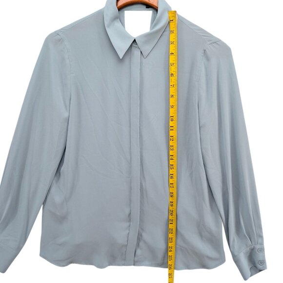 BCBGMaxAzria Dianna Blouse Blue Frost Long Sleeve Open Back Top Size S - Picture 6 of 9